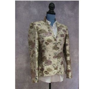 Omnia 100% Satin Brocade Blazer Floral ~ Elegant!